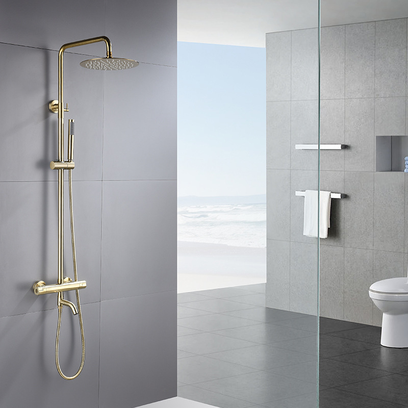 Brushed gold Exposed Shower Faucets wall mounted shower modern bathroom shower system set