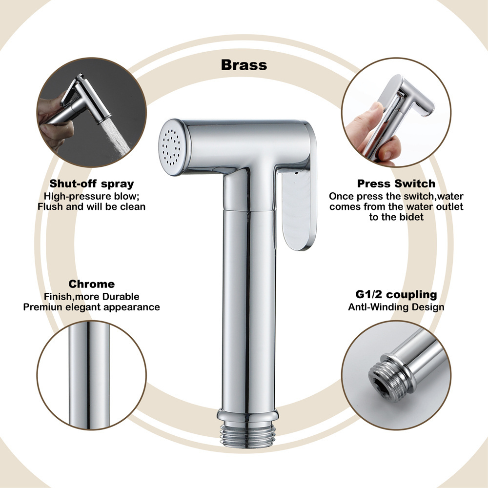 Chrome Brass Bidet Spray Handheld Toilet Bidet