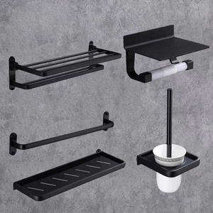 Bathroom Hardware Set Black Wall Mounted Bathroom Accessories Holders Set