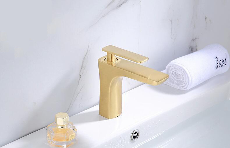 Wholesale Brushed Gold Single Handle Bathroom Tap Wash Basin Faucet