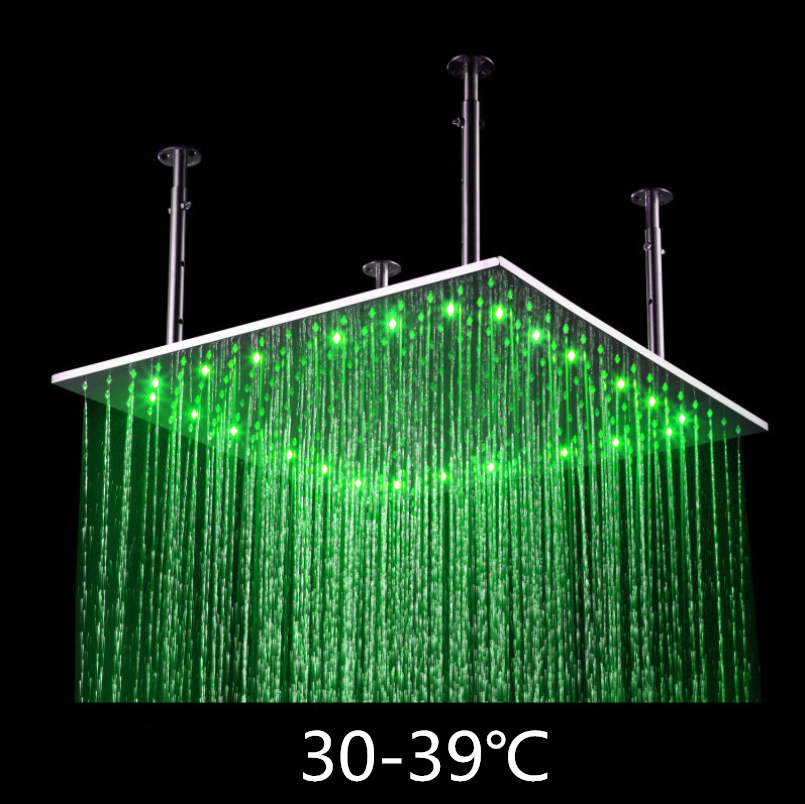 LED Ceiling Mounted Temperature Sensitive 3 color changing Rainfall Shower Head