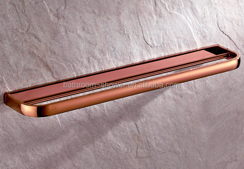 Rose Gold Double Bath Towel Bar Bathroom Wall Mount Towel Rack