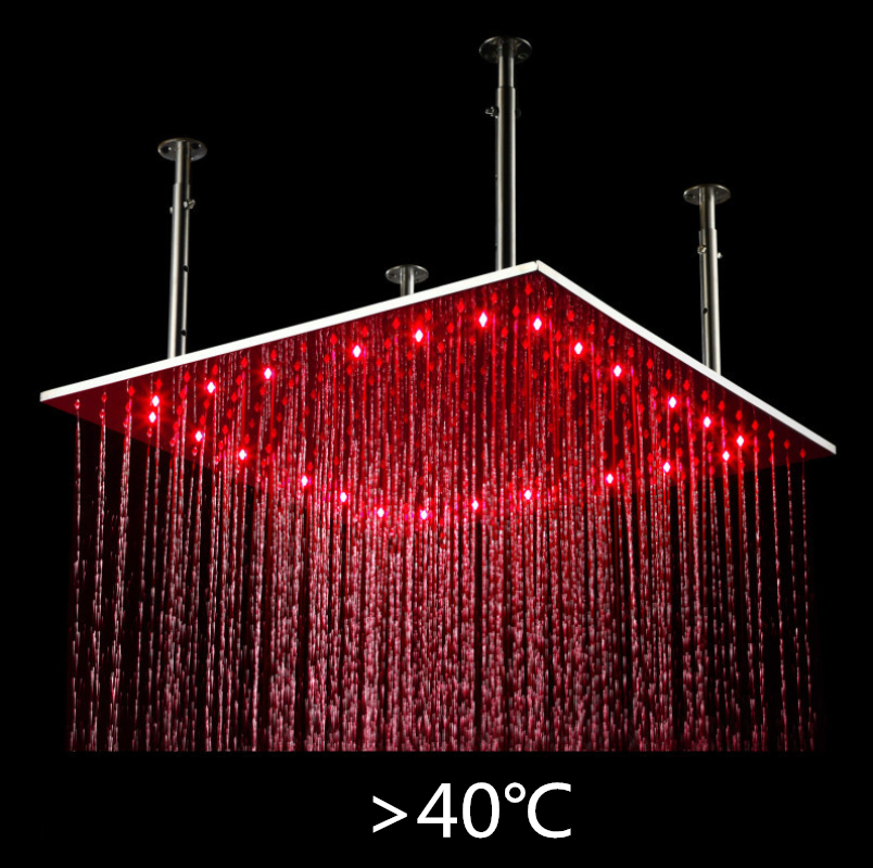 LED Ceiling Mounted Temperature Sensitive 3 color changing Rainfall Shower Head