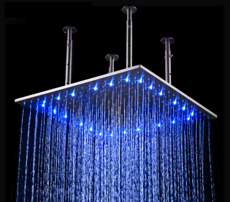 LED Ceiling Mounted Temperature Sensitive 3 color changing Rainfall Shower Head