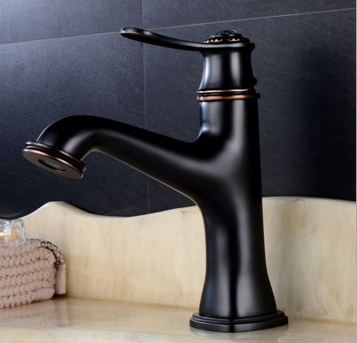 HONDEC Antique Black Single Handle Bathroom Basin Faucet Hot Cold Basin Mixer Bathroom Sink Faucet