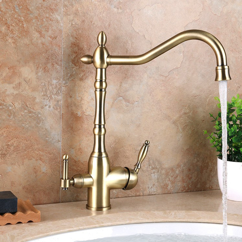 Bronze Dual Handle  Kitchen Mixer Tap Kitchen Sink Tap Kitchen Sink Faucet