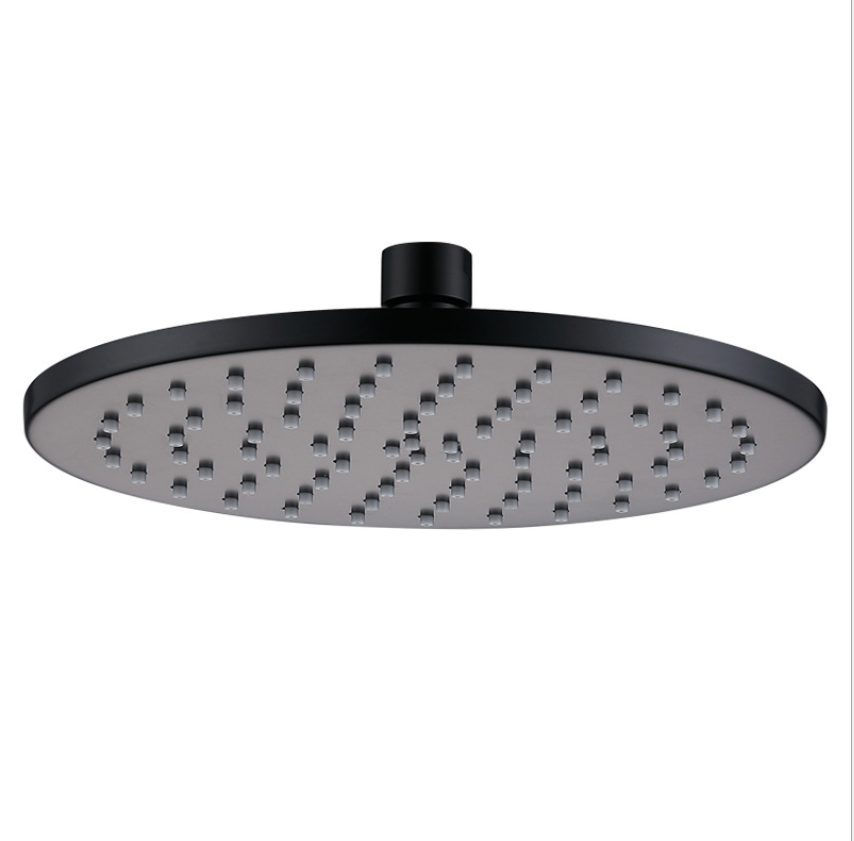 Black 8 Inches Rainfall Shower Head Brass Shower Head Round