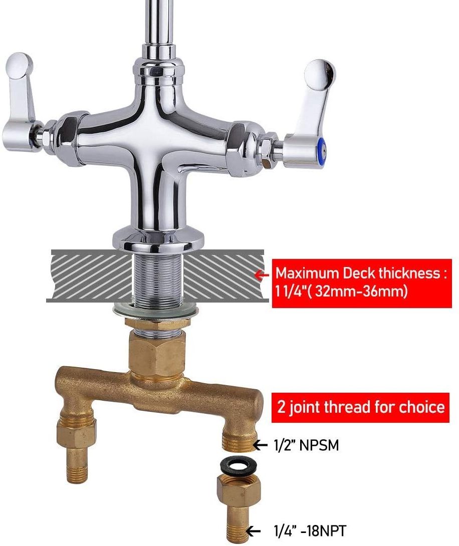 Kitchen Commercial Pull Down Kitchen Faucet with Add On Faucet Dual Handle Pre Rinse Faucet