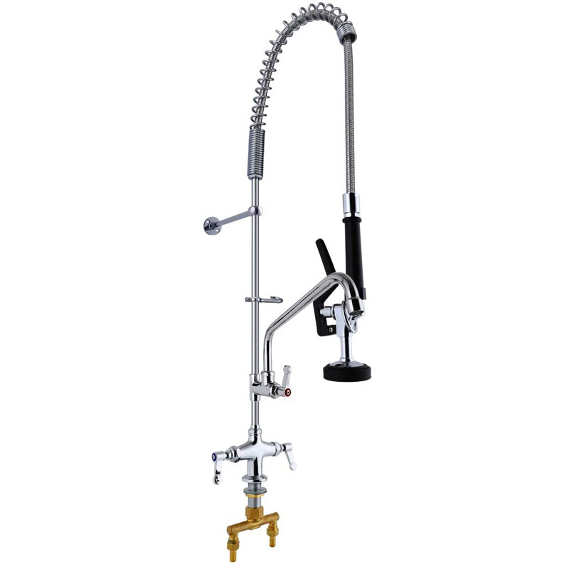 Kitchen Commercial Pull Down Kitchen Faucet with Add On Faucet Dual Handle Pre Rinse Faucet