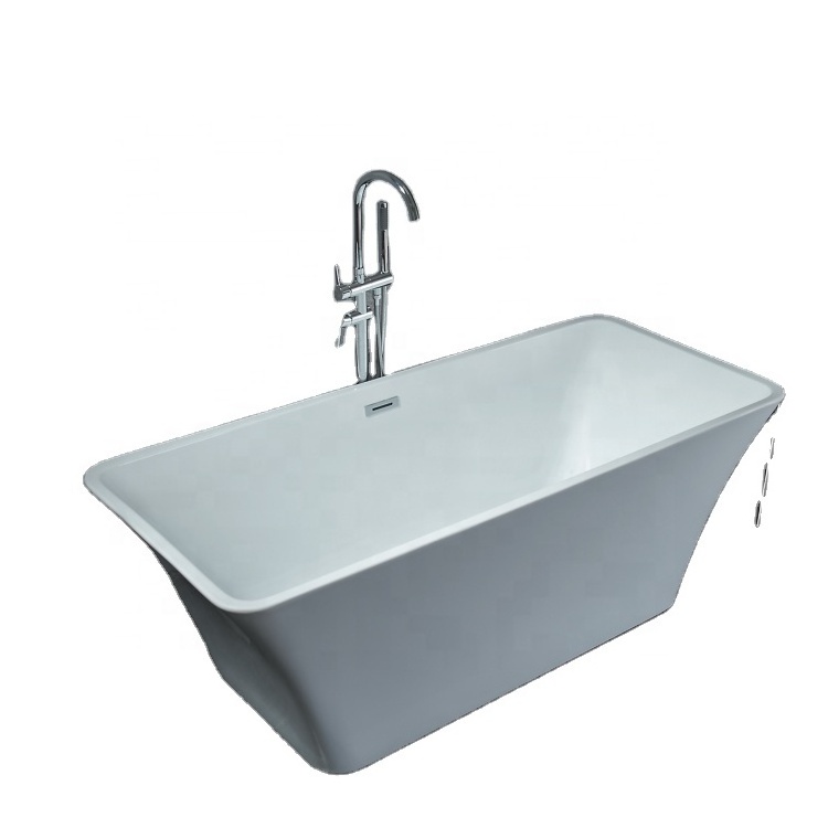 67x29.5x23.6 inch High Quality Acrylic  Rectangle Center Drain Double pedestal  Freestanding Bathtub