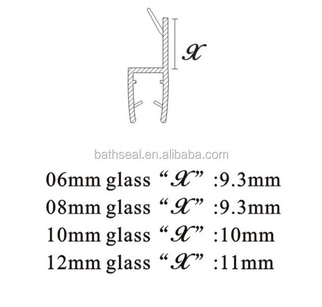 Sauna room glass door 180  h shape sealing strip PVC /Polycarbonate material Bottom waterproof seal