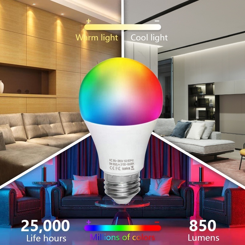 Smart Light Bulbs RGB Wifi Work with Alexa Google Assistant Dimmable A19 E26 High CRI Brightness LED Bulb