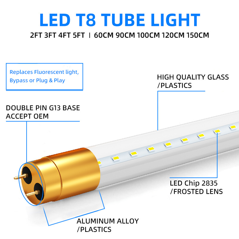 China factory T8 led glass tube 5ft 4ft 3ft 2ft led tube light 40w 20W 18W t8 LED tube lamp