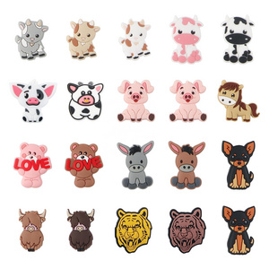 Cute Animals Silicone Beads for Keychain Making Character Focal Silicone Beads for Pens Bulk Bracelet Necklace Crafts