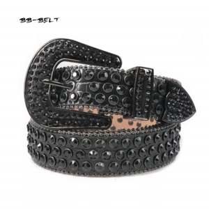 [Buyer service link] Black Rhinestone BB Belt for Men Unisex Waist Pin Buckle Inlaid Hip Hop Punk Outdoor Diamond Jean Belt