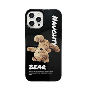 Cartoon Teddy Bear Phone Cover DIY TPU Mobile Phone Case For Iphone 14/ 13/ 12/ 11 Pro Max PC Phone Covers for all iPhone Apple