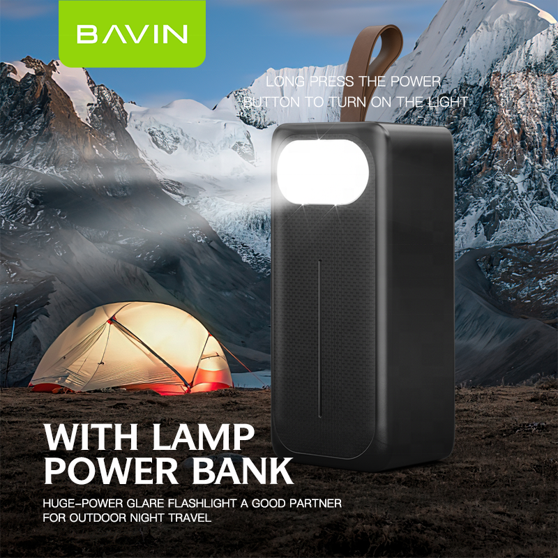 BAVIN  Factory wholesale 60000mah fast charging powerbank lamp portable power bank mobile power bank