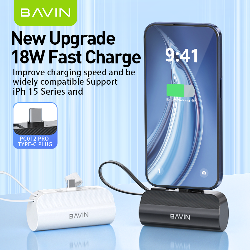 BAVIN wholesale excellent PC012 pro 5000mah mobile phone mini small portable type c power bank