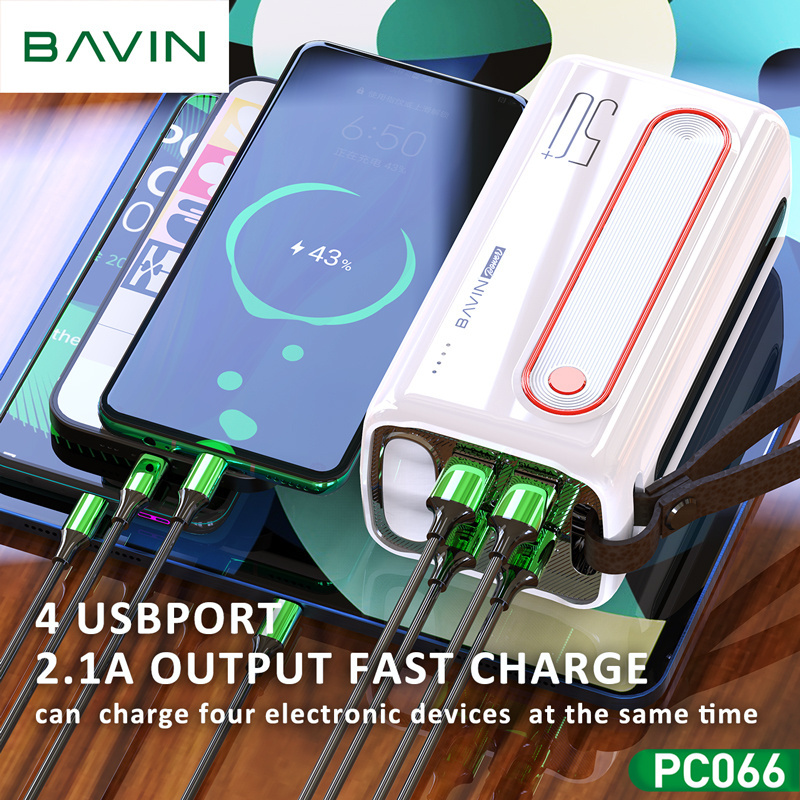 BAVIN PC066 50000mAh Powerbank with Flashlight Portable Charger External Battery High Capacity Power Bank 50000 mah Power Bank