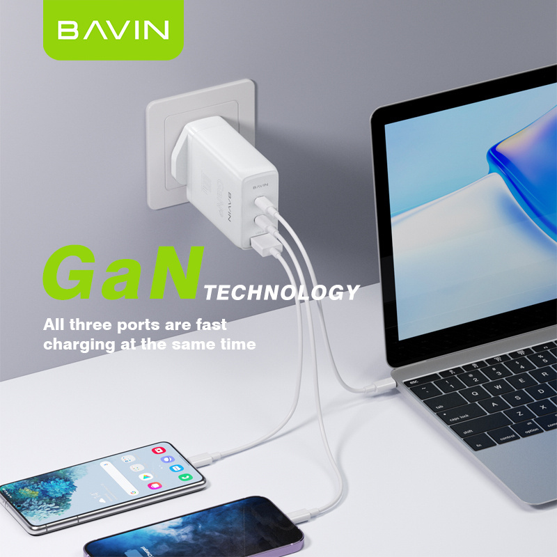 BAVIN uk 100w PC logo customize 917E gan type c android fast wall portable cell phone charger