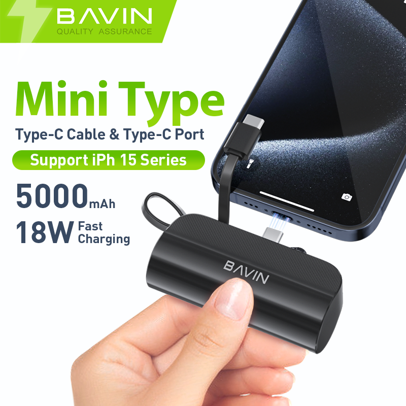 BAVIN wholesale excellent PC012 pro 5000mah mobile phone mini small portable type c power bank