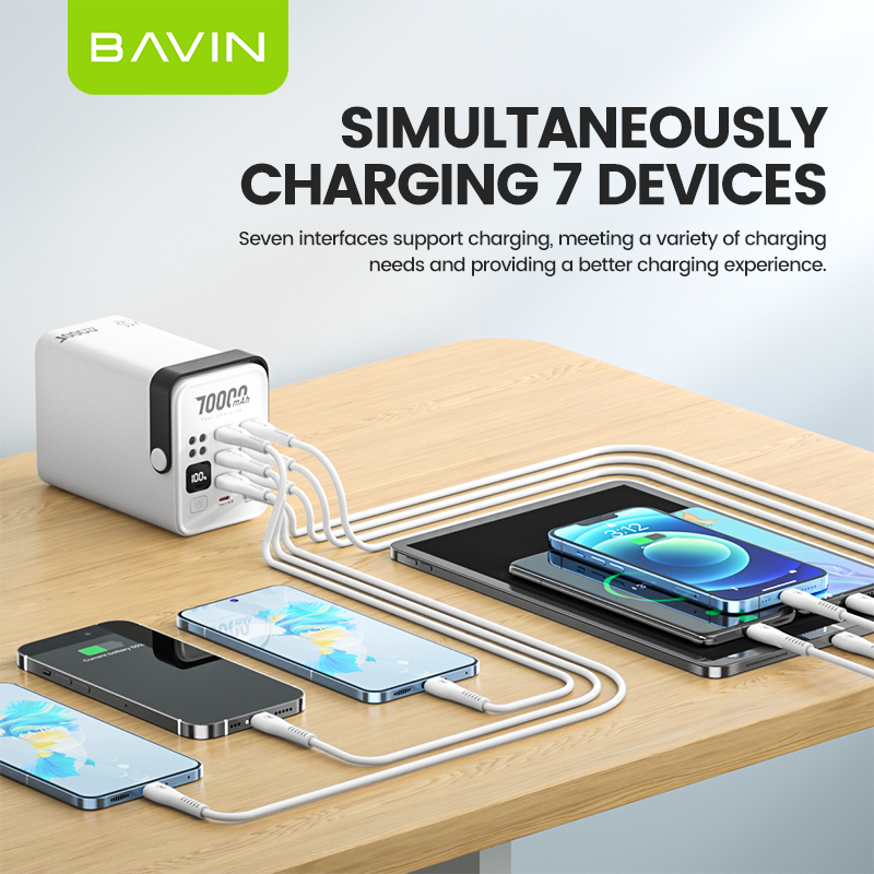 BAVIN higher quality PC1062S 70000mah fast charging power bank high capacity with led light