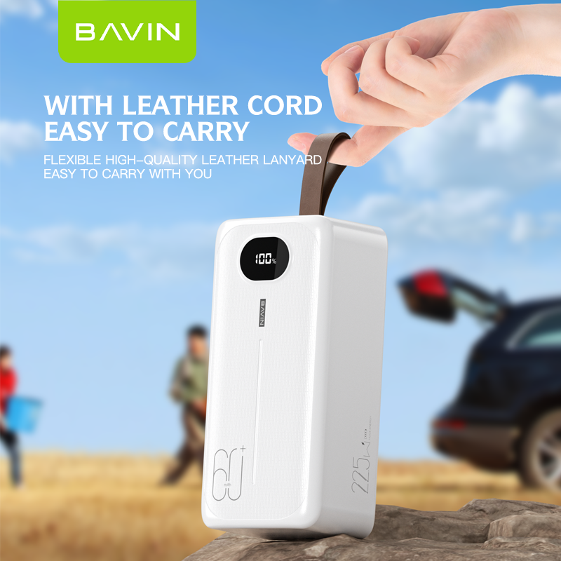 BAVIN Wholesale Price Custom Large Capacity Portable Led Display 60000mah Power Bank With Flashlight and 4 Charging Cables