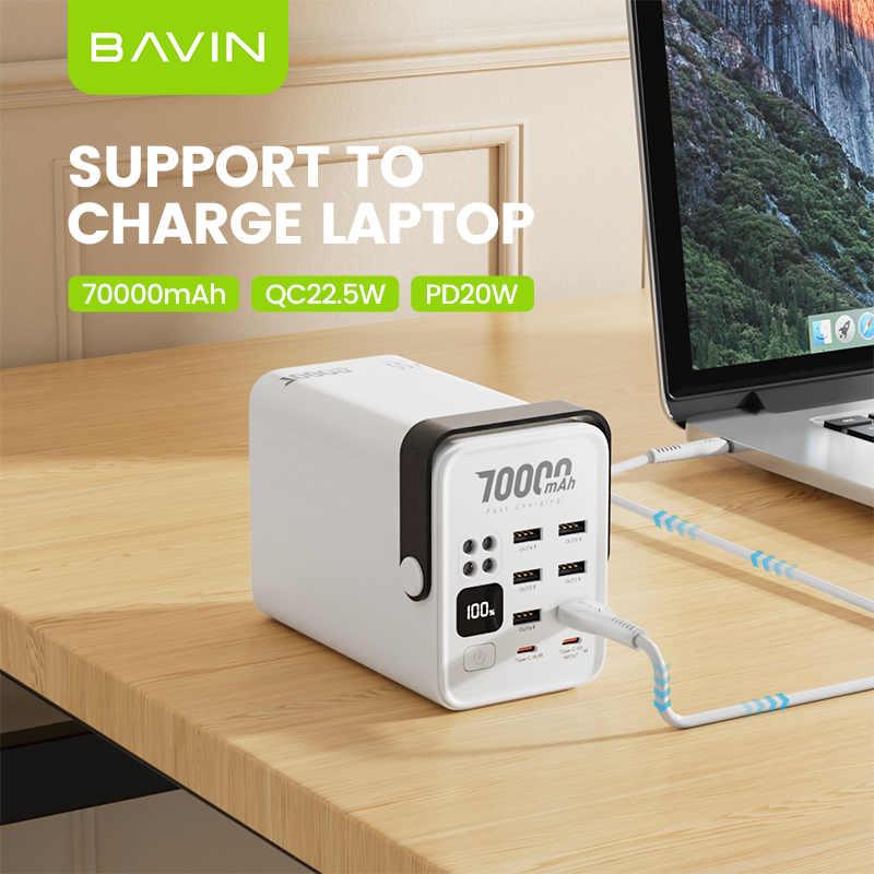 BAVIN higher quality PC1062S 70000mah fast charging power bank high capacity with led light