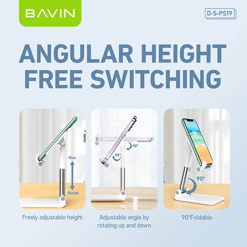 Bavin minimalist style portable PS19 anti-skid design aluminum alloy folding mobile stand phone holder