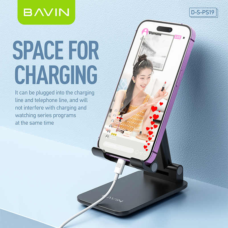 Bavin minimalist style portable PS19 anti-skid design aluminum alloy folding mobile stand phone holder