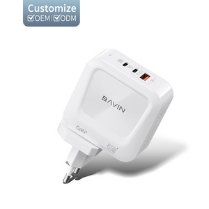 BAVIN Wholesale Price 3 Port Custom Type C PD 65W Fast Charging GaN Charger For Tablet PC Android Mobile Phone  PC822Y