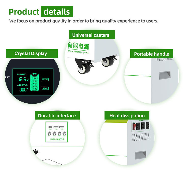 High capacity lithium energy storage outdoor 3500w 5000wh 5kw mobile solar generator portable power station 5000watts