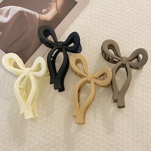 Bow Ribbon Shaped Black White Large Matte Hair Claw Clips Wholesales Ponytail Jaw Claw Clip Non Slip Hair Clips for Women Claw