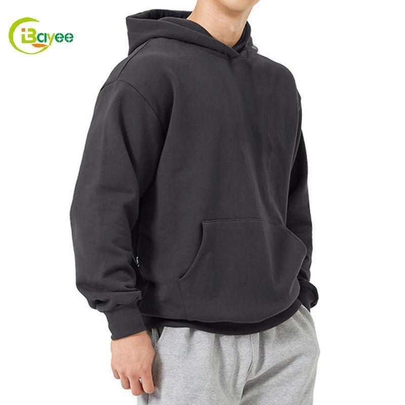 Mens 100 Cotton Sublimation Blank Hoodie Sweatshirts Custom Logo No Drawstring Plain Drop Shoulder Hoodies Oversized