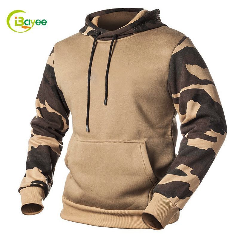 Custom Heavyweight Fitted Camo Hoodie Cotton French Terry 460 Gsm Vintage Gym Hoodies Men