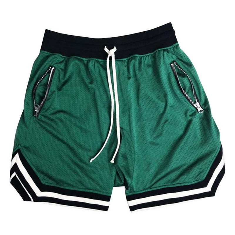 High Quality Men Fitness Baseball Mesh Shorts Streetwear Custom 5 Inch Inseam Mesh Gym Shorts With Zipper Pockets