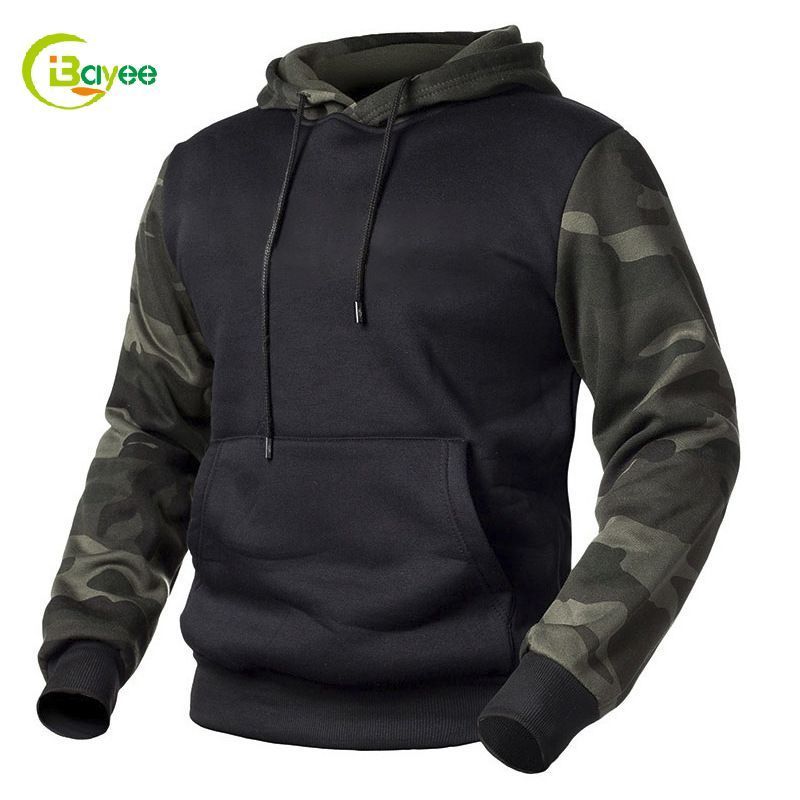 Custom Heavyweight Fitted Camo Hoodie Cotton French Terry 460 Gsm Vintage Gym Hoodies Men