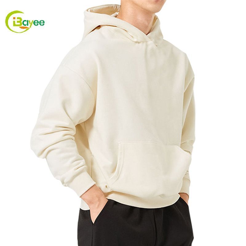 Mens 100 Cotton Sublimation Blank Hoodie Sweatshirts Custom Logo No Drawstring Plain Drop Shoulder Hoodies Oversized