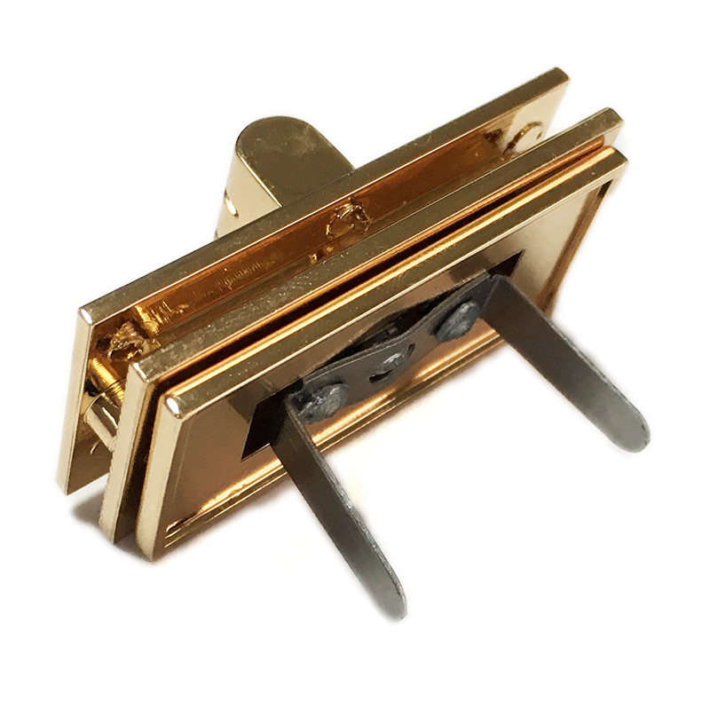 Wholesale Custom Handbag Accessories Purse Turn Lock Metal Gold Swivel Snap Rectangle Lock Decorative