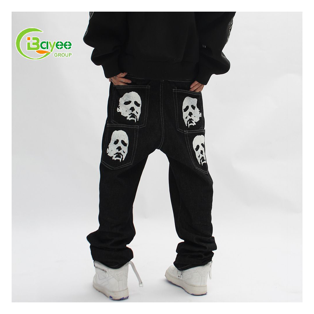 Custom Print Embroidered Logo Denim Jeans Pants High Quality Oversized Stacked Baggy Jeans Men Y2K Streetwear Jeans Manufacturer