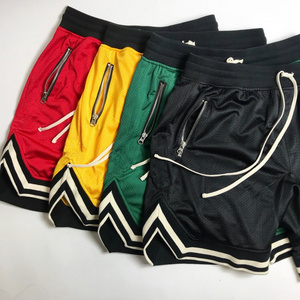 High Quality Men Fitness Baseball Mesh Shorts Streetwear Custom 5 Inch Inseam Mesh Gym Shorts With Zipper Pockets