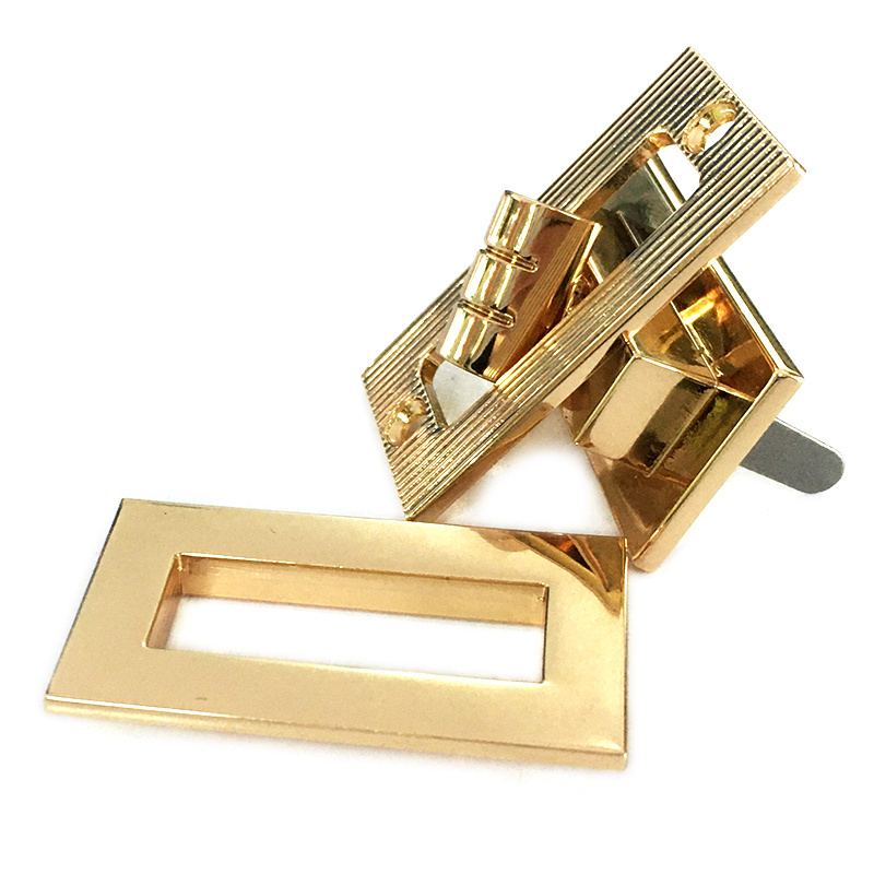 Wholesale Custom Handbag Accessories Purse Turn Lock Metal Gold Swivel Snap Rectangle Lock Decorative