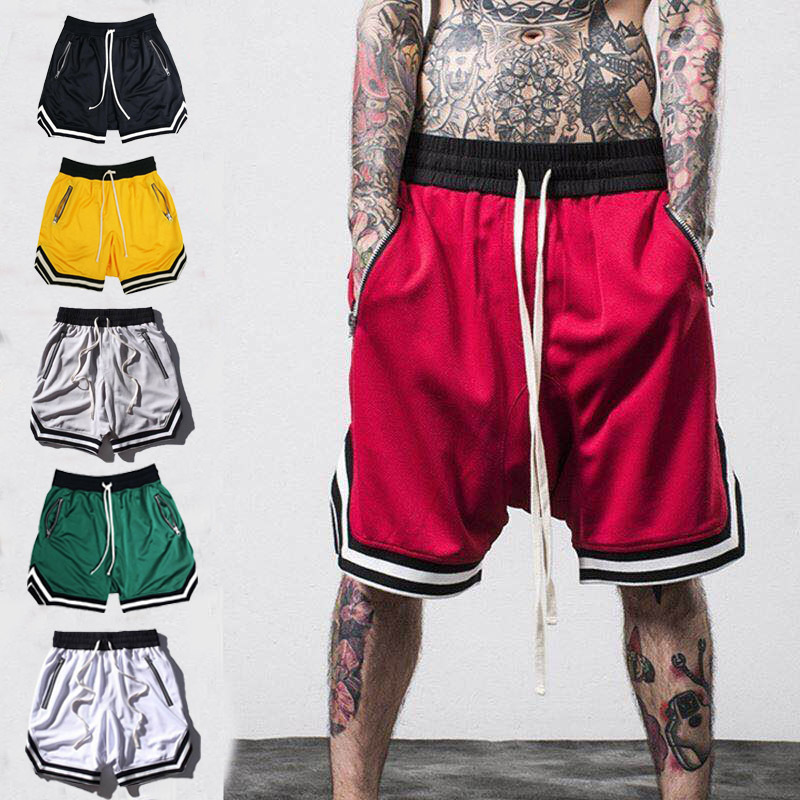 High Quality Men Fitness Baseball Mesh Shorts Streetwear Custom 5 Inch Inseam Mesh Gym Shorts With Zipper Pockets