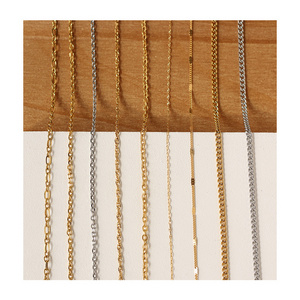 Fashion Jewelry Wholesale 18k Gold Plated Necklace Jewelry Titanium Stainless Steel Bulk Bare Chain Diy Necklace Chains