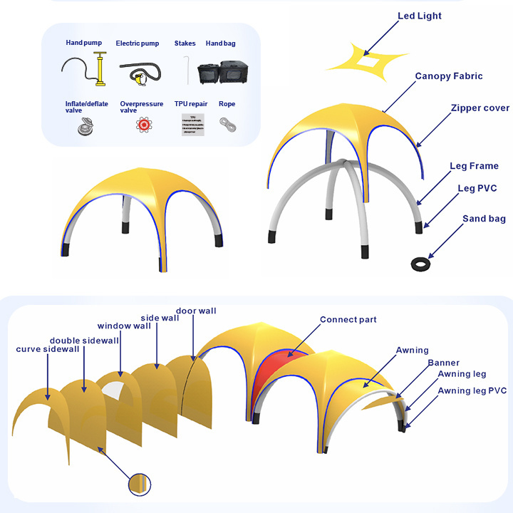 Zelt Aufblasbar Inflatable Air Marquees Gazebo Canopy Air Sealed Tents Trade Show Waterproof Exhibition Tents For Events