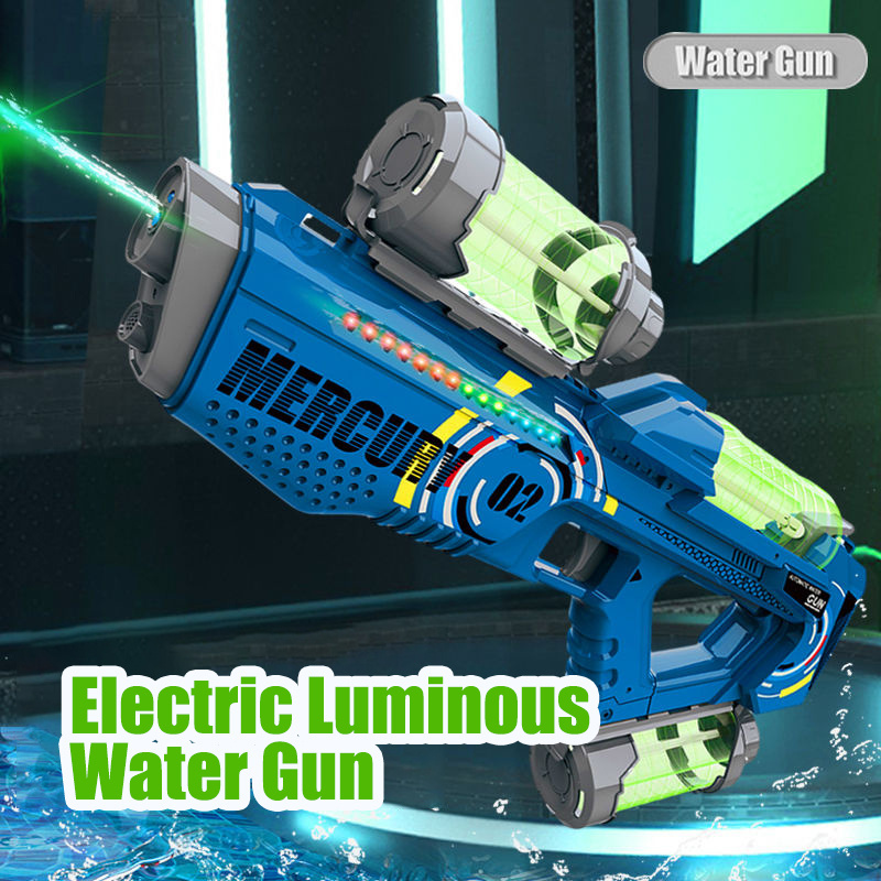 Battery-powered Water Gun Automatic Led Water Blaster Gun Electric Water Cannon Pool Shooting Toys with Light Column