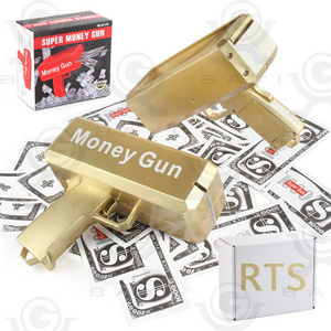 RTS Gold Money Gun Cash Make Cashes Money Rain Gun Toy Shot Spray Real Golden Money Gun for Party Custom Logo