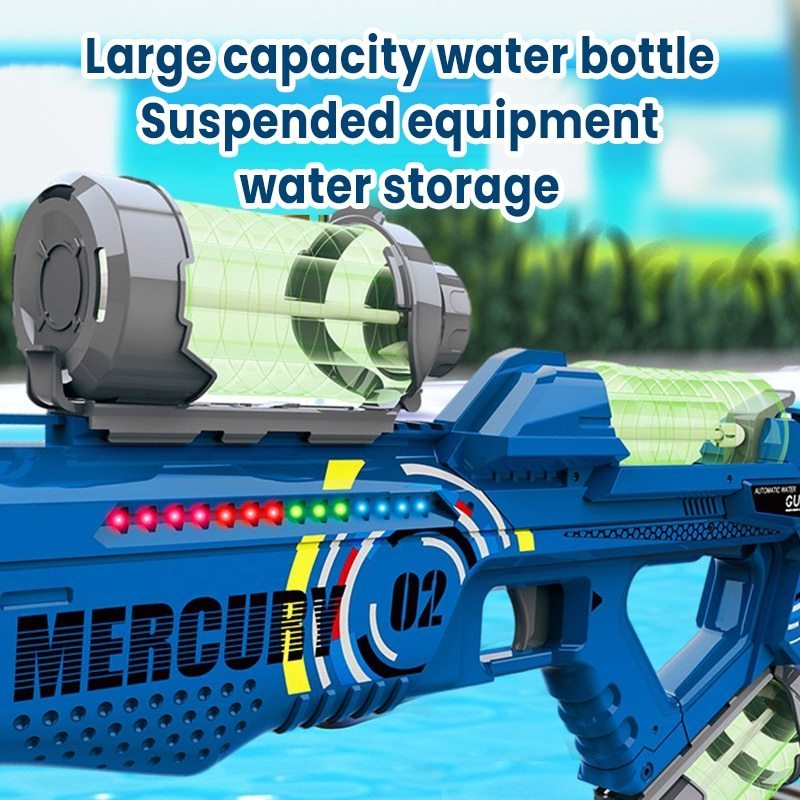 Battery-powered Water Gun Automatic Led Water Blaster Gun Electric Water Cannon Pool Shooting Toys with Light Column