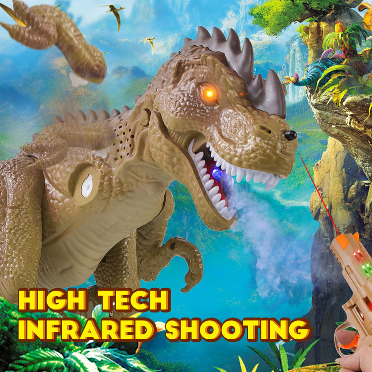 Hot Selling Dinosaur Toys Jurassic T Rex Battle Attack Shooting Action Figure Multifunction Realistic Cool Walking RC