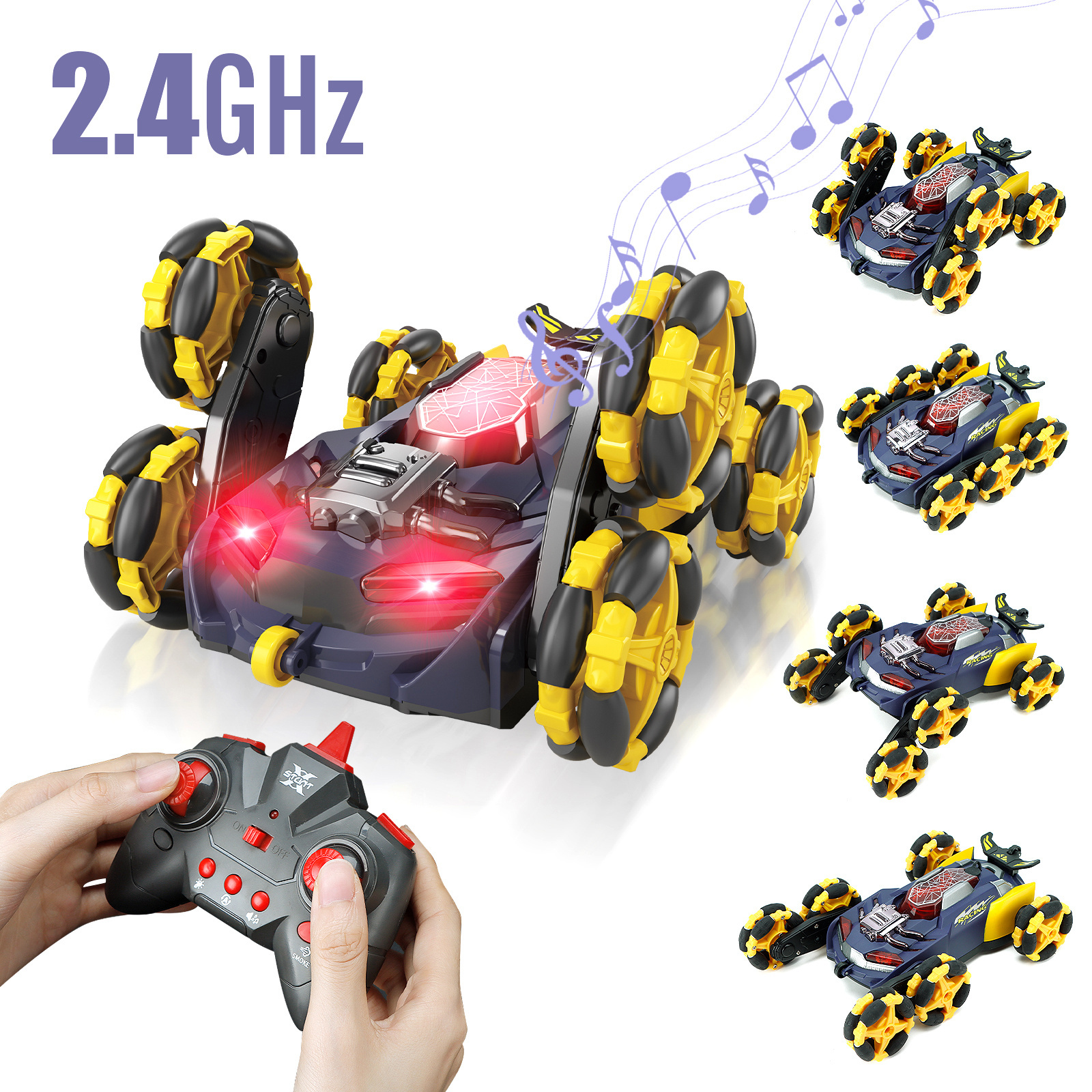 Hot sale Bayi 2.4G Rc Spider Car Cool Light Spray Six wheels Car Toy 360 Flip Rc Vehicle Drift Deformation Stunt Car Mode